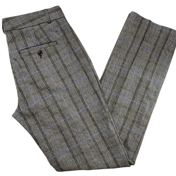 Banana Republic Logan Trousers Mid Rise Glen Plaid Gray Sz 4 - Picture 5 of 11